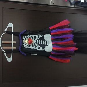 Teen Skeleton Queen Kids Costume With Head Piece- Size Large 13-16